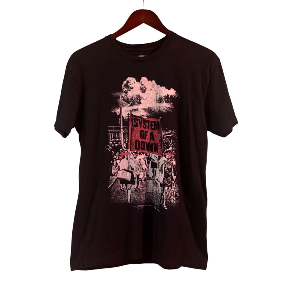 System of a Down Banner March Heavy Metal Band Black Cotton Short Sleeve T-shirt